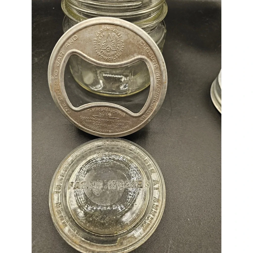 Vintage Presto Wide Mouth Glass Jar Illinois Glass Co 3.5 Inch Canning Jar Lid
